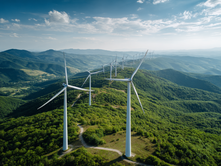 aerial view of a large wind farm