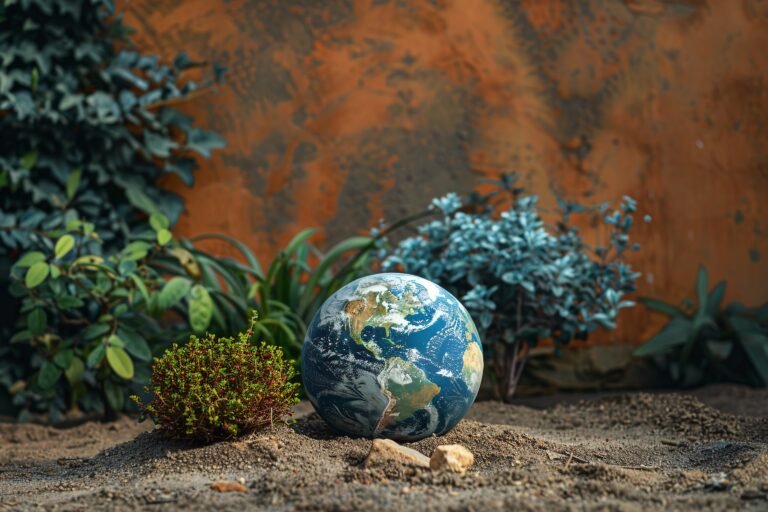 planet earth surrounded by nature vegetation