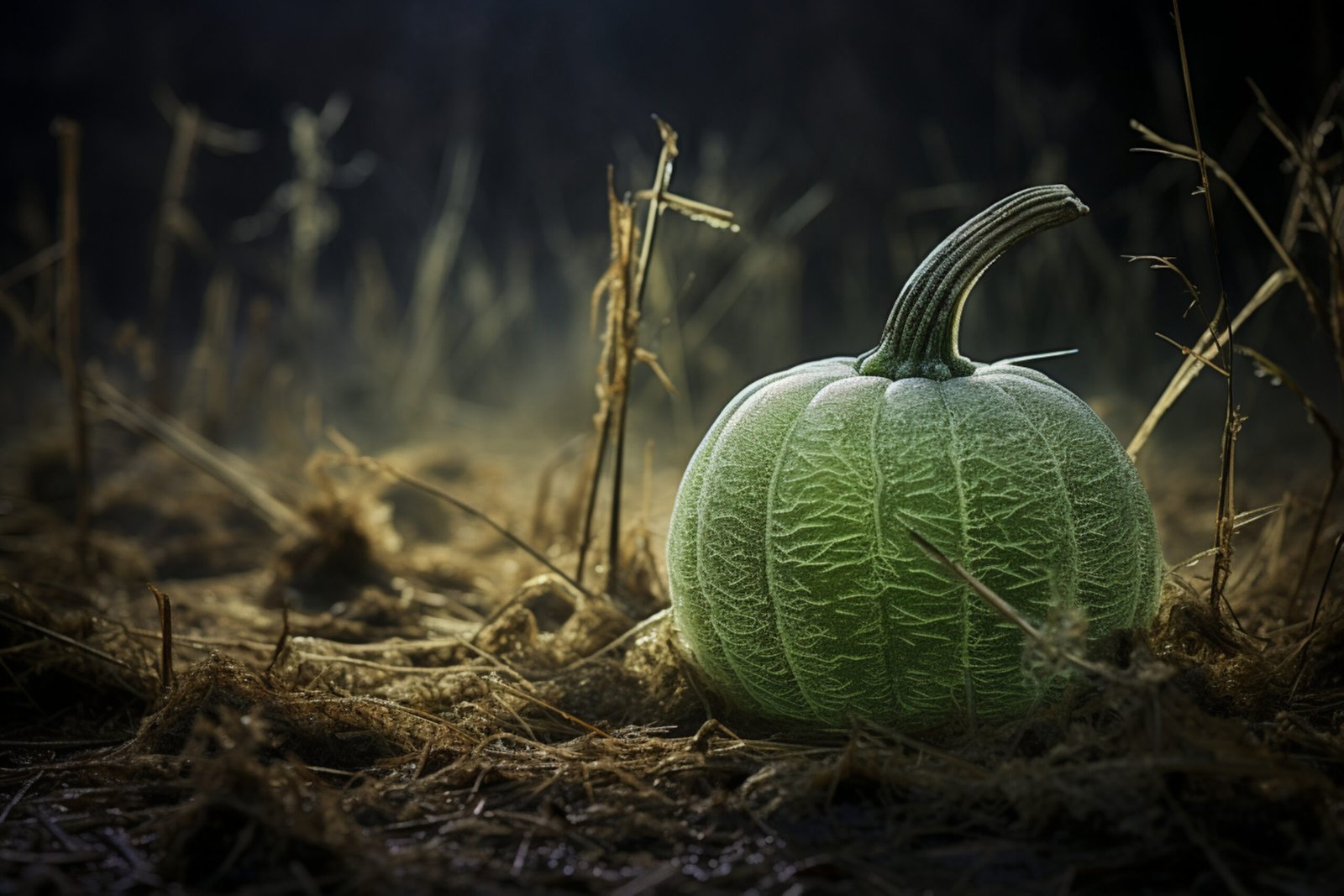 green pumpkin frosty evening green pumpkin agricultural rural farming image photography