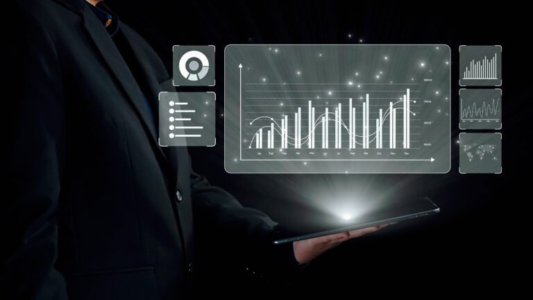 Business person delve into data analytics to uncover trends and insights from predictive big data models to real-time analysis, learn how data driven decisions propel analytic industries forward UUID