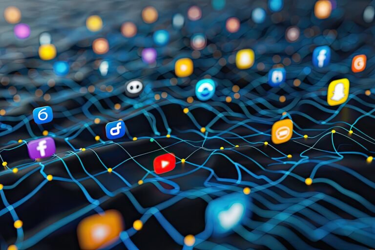 Image icons social network Dark Black Waves Background, with empty blank space for text copy space or mockup design, high detail, 8k --ar 3:2 --v 6 Job ID: 4db32e88-2e63-48d5-92a7-23776b89cad8